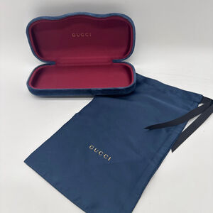 GUCCI Navy Burgundy Velvet Sunglasses Case & Dust Bag